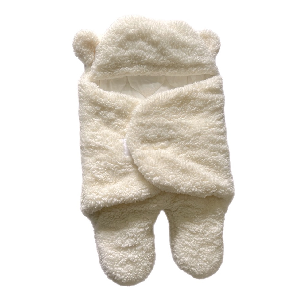Baby Sleeping Bag, Cream Soft Fuzzy Warm Sleep Sack with Feet, Size 0-3 Months